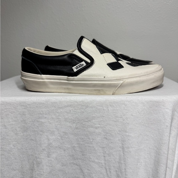 Vans Rare Woven Leather Black White Checkers Slip On Sneakers Size Women’s 5 - Picture 6 of 14